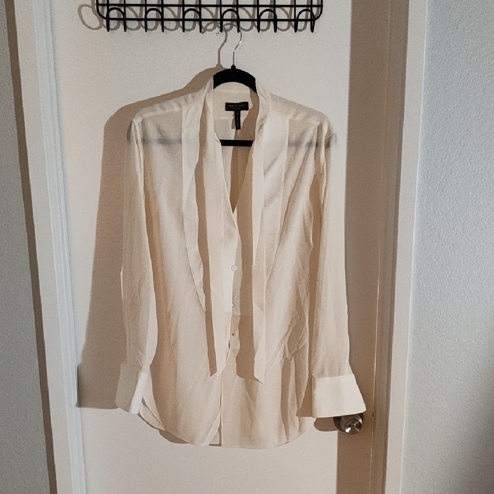 Rag & Bone Cream Blouse with Tie Neck